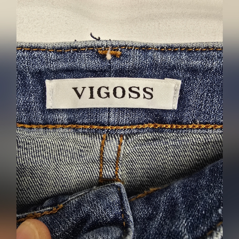 Vigoss Jagger Shorts Blue Denim Frayed Hem High-Rise Women's Plus Size 22 - Picture 5 of 7